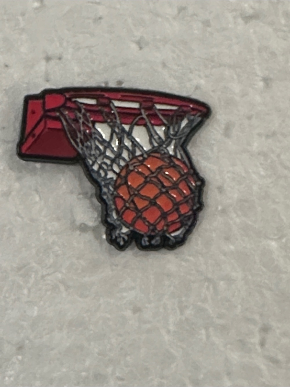 Basketball Hoop Enamel Pin - Red and Orange